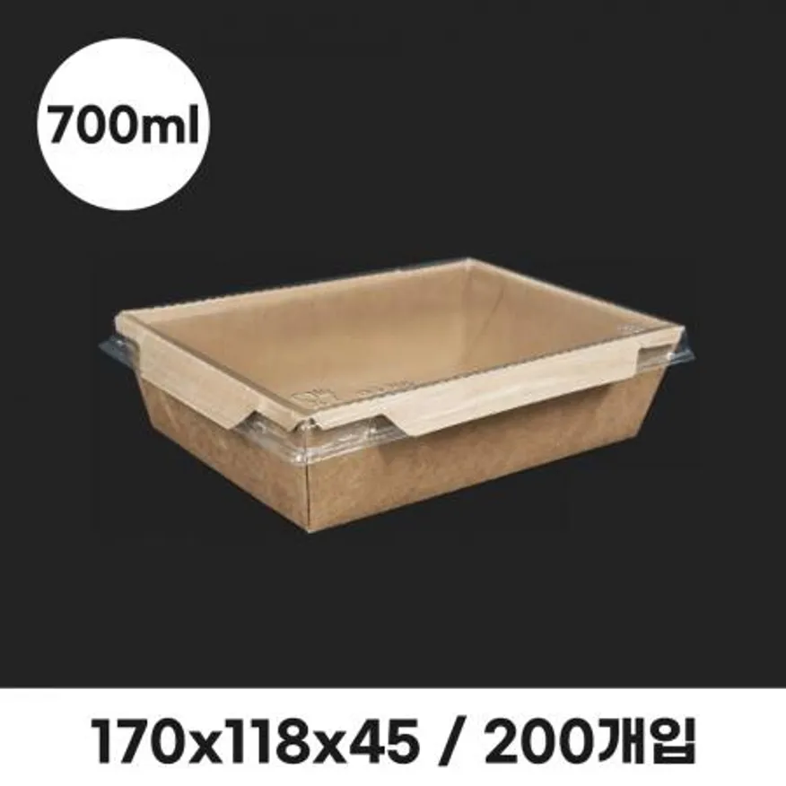 크라프트 도시락(PET리드) 700ml SET (뚜껑포함) 이미지