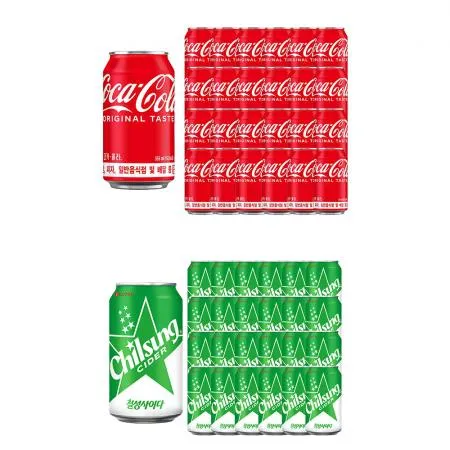 코카콜라 355ml 24개 + 칠성사이다 355ml 24개 (총48개) 이미지