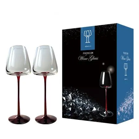 425ml 1세트(2p) 핸드메이드 수제 레드타이 와인잔 크리스탈 화이트 샴페인 집들이선물