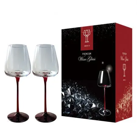 480ml 1세트(2p) 핸드메이드 수제 레드타이 와인잔 크리스탈 화이트 샴페인 집들이선물