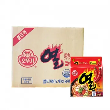 오뚜기 열라면(멀티팩_120g*5입 600g*8EA/BOX) 라면 [원산지: 상세설명참조]