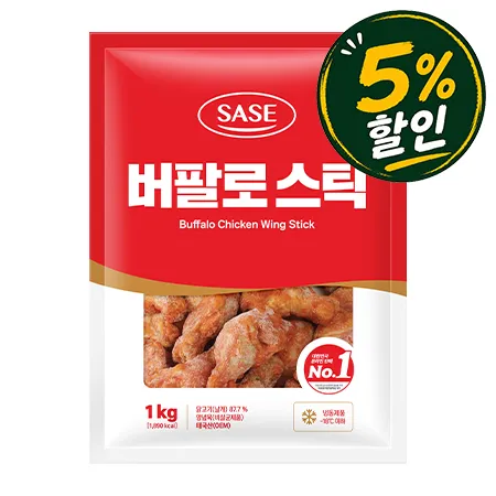 [5%쿠폰] 사세통상 버팔로윙스틱(1Kg/EA) 닭튀김 사이드메뉴 안주