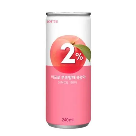 롯데칠성 2%부족할때(250ml_복숭아 250g*30EA/BOX) 이미지