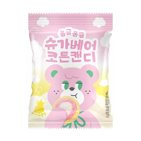 노티드 몽글몽글슈가베어코튼캔디(롤솜사탕_파인애플맛_4g*10개입 40g/EA)