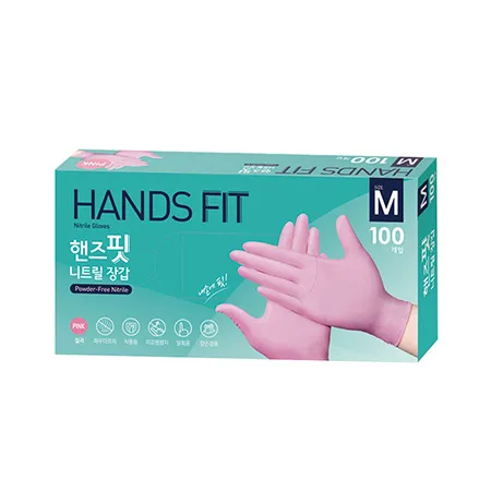 핸즈핏 니트릴장갑(분홍색_중_100입 EA)