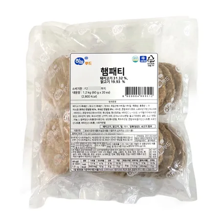 하늘푸드 햄패티(60g*20ea 1.2Kg/EA)