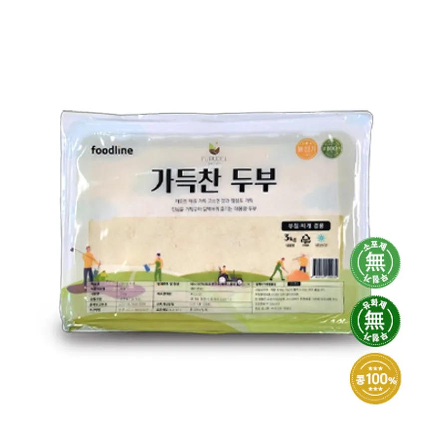 ★대두100%★ 푸르델 판두부 (3Kg/EA) 무소포제, 무유화제 부침, 찌개겸용 팩두부 이미지