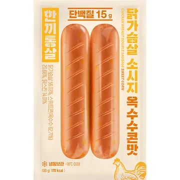 한끼통살 닭가슴살소시지(옥수수콘맛_100*160mm 100g/EA)
