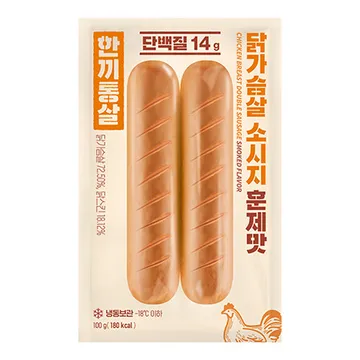 한끼통살 닭가슴살소시지(훈제맛_100*160mm 100g/EA)