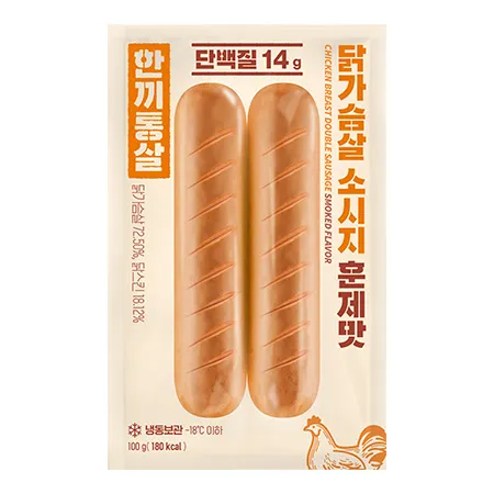 한끼통살 닭가슴살소시지(훈제맛_100*160mm 100g/EA)
