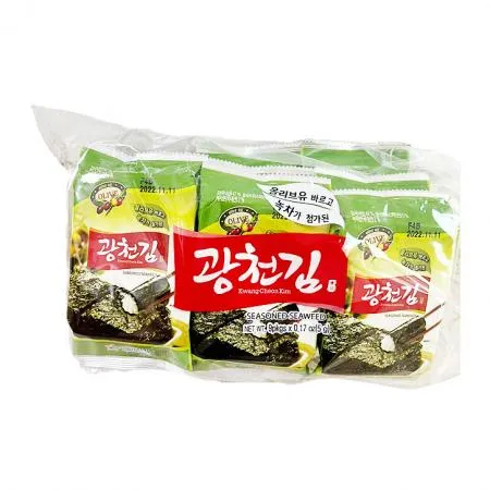 광천 올리브녹차도시락김(9절10매_5g*9봉 45g/EA)/국내산