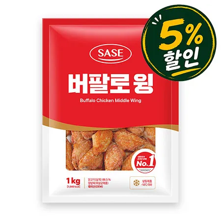 [5%쿠폰] 사세 버팔로윙(1kg/EA)치킨 날개 사이드 메뉴  안주 사세통상