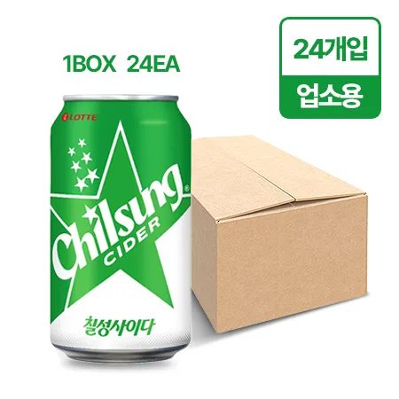 ♥첫구매♥칠성 사이다(업소용 355ml*24EA/BOX) 뚱캔 음료 스프라이트