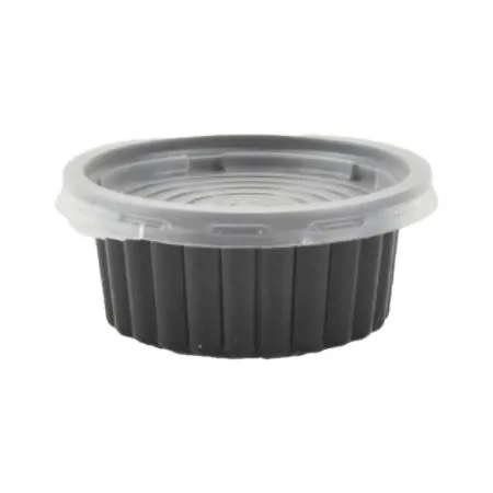 명신상사 다용도소스컵(70파이*30mm_소_검정_주름_뚜껑+용기_100SET EA)