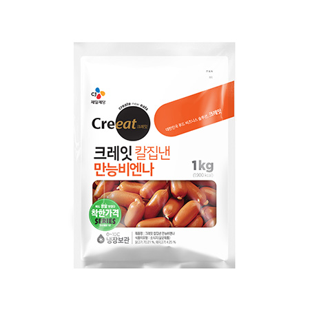 ★제당 초특가★크레잇 칼집낸만능비엔나(1Kg/EA) 칼집비엔나 소시지