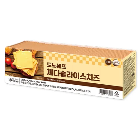 ★초특가★ 도노쉐프 체다치즈(슬라이스 개별포장 100매 1.8Kg/EA) 슬라이스치즈 체다 체다치즈 샌드위치 이미지