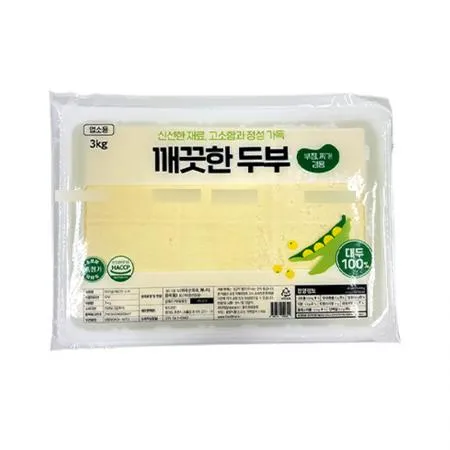 푸르델 깨끗한두부 3Kg 대두100% 찌개겸용 판두부 무소포제, 무유화제 부침, 3Kg, 팩두부