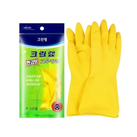 크린랲 고무장갑(노랑_면코팅_중_30*7.5cm EA)