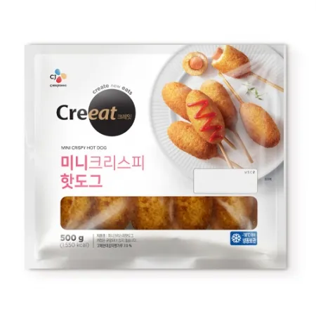★제당 초특가★크레잇 미니크리스피핫도그(50g*10입 500g/EA)