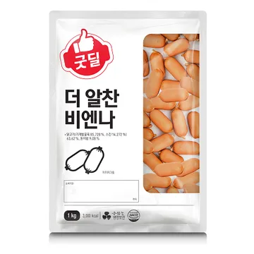 굿딜  비엔나 소시지(8g×125입±5입 1Kg/EA) 소시지 [원산지: 상세설명참조]