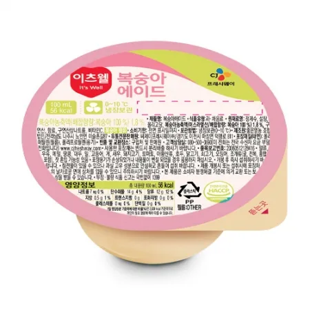 이츠웰 복숭아에이드(컵_100ml_빨대없음 100g/EA)