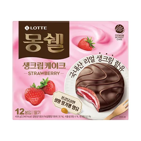 롯데웰푸드 몽쉘딸기생크림케이크(12개입 408g/EA)