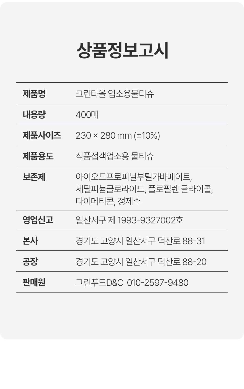 상품정보제공고시