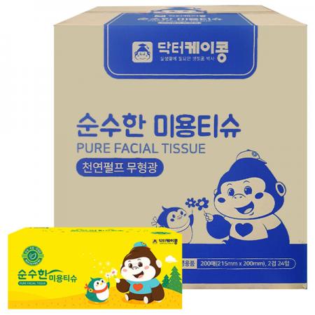 닥터케이콩 순수한 미용티슈 200매 24입, 각티슈