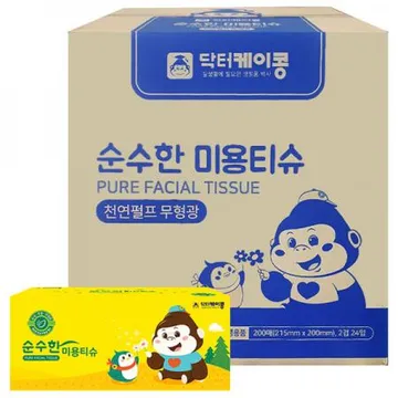 닥터케이콩 순수한 미용티슈 200매 24입, 각티슈