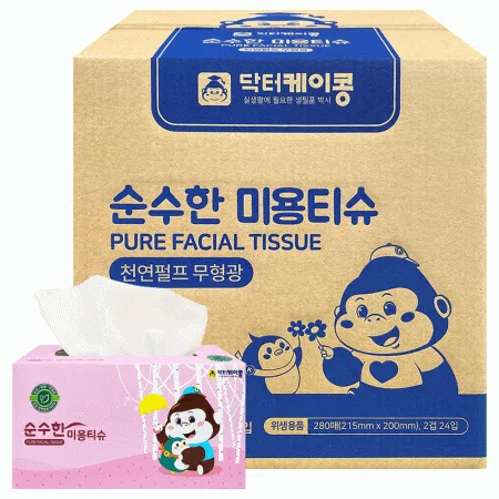 닥터케이콩 순수한 미용티슈 280매 24입, 각티슈