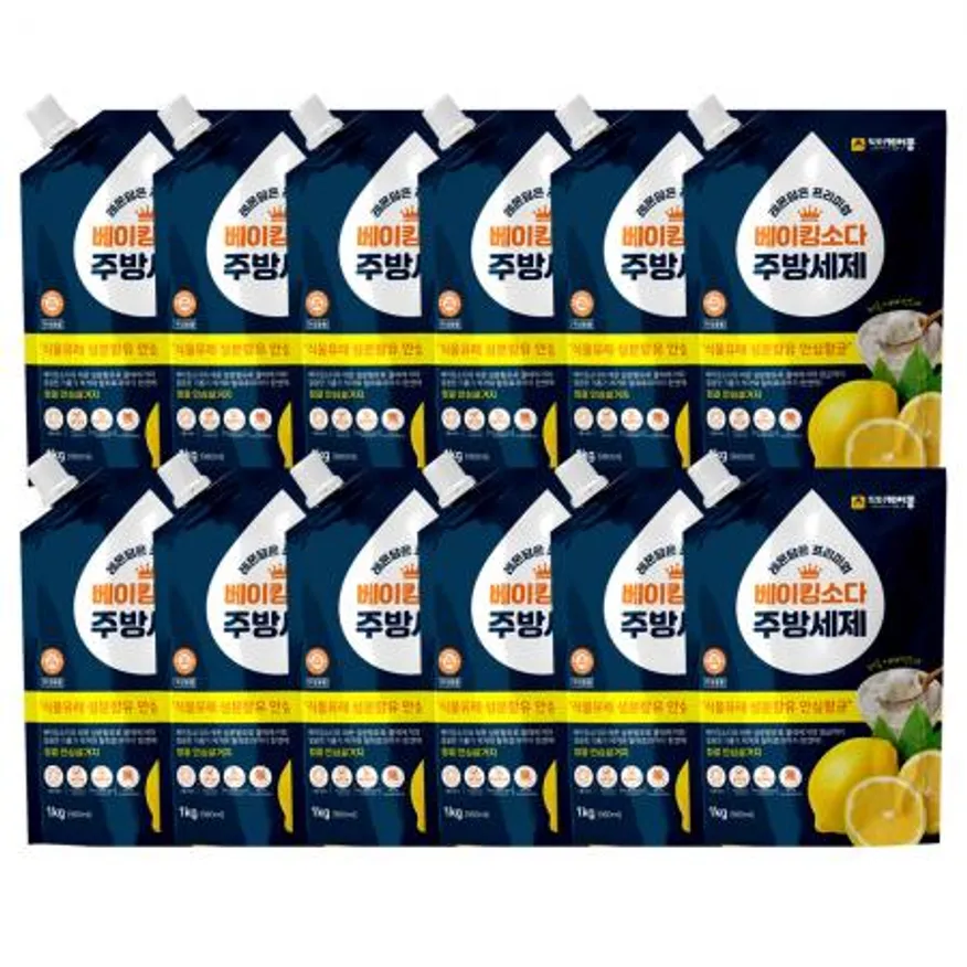 닥터케이콩 레몬담은 프리미엄 베이킹소다 주방세제 리필 1kg 12개(1박스) 이미지