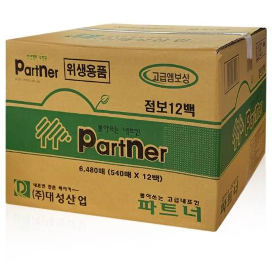 파트너 냅킨 뽑아쓰는 줄줄이 냅킨 540매 12입 , 테이블 냅킨 내프킨 넵킨 고급 업소용 이미지