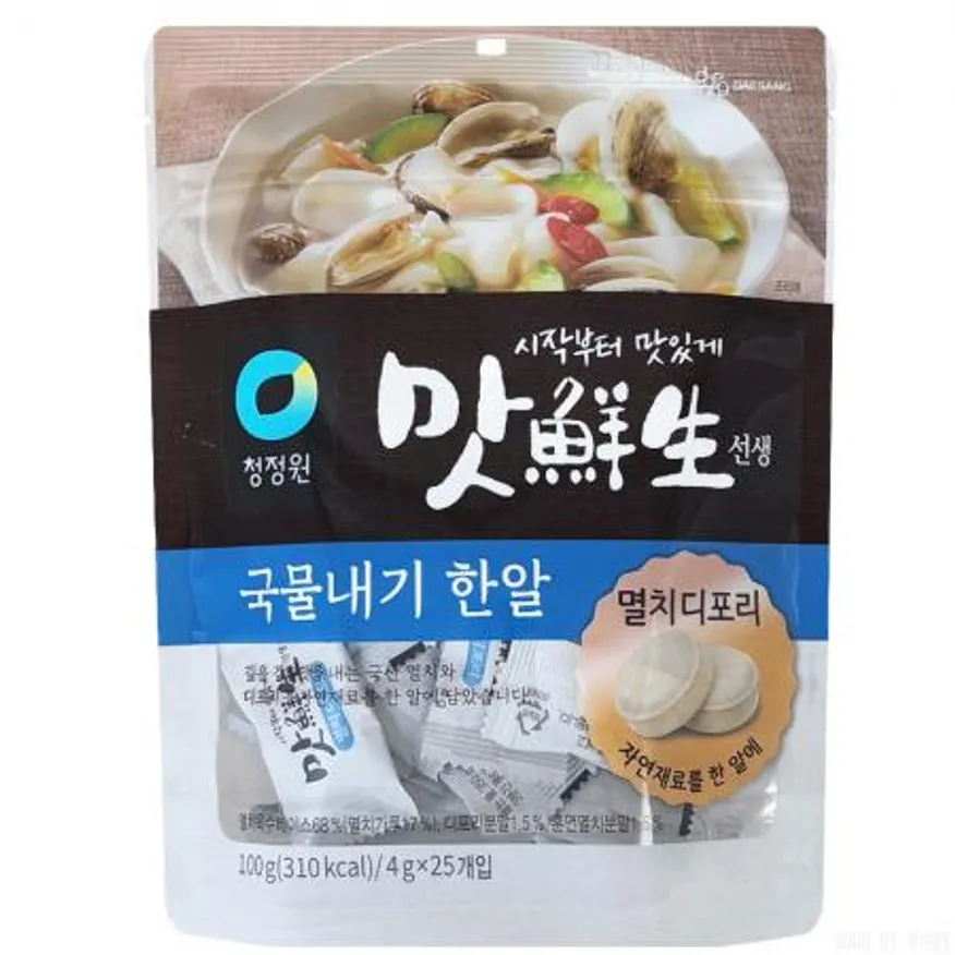 청정원 맛선생 멸치디포리 국물내기한알 100g x 10개,코인육수 분말육수 가루육수 조미료 만능 캠핑 간단 고체 다시다 이미지