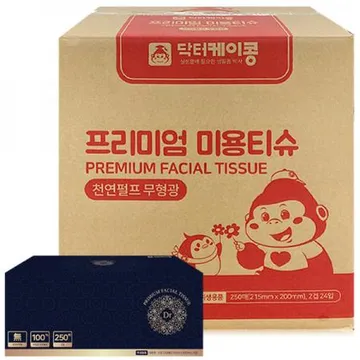 닥터케이콩 프리미엄 미용티슈 250매 24입, 각티슈