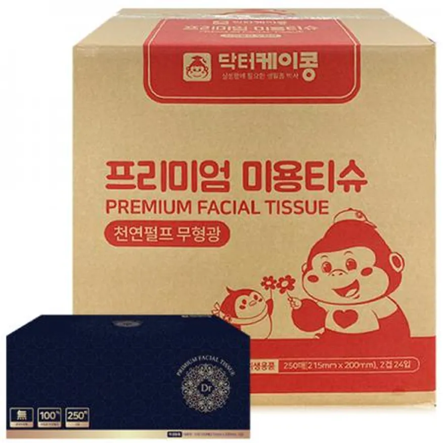 닥터케이콩 프리미엄 미용티슈 250매 24입, 각티슈 이미지