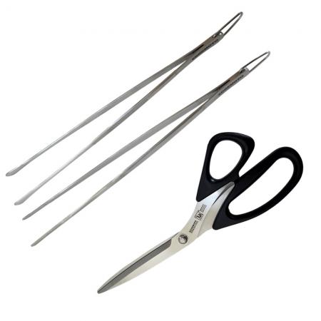 에찌모토 핀셋형 스테이크용 집게2종+가위 세트 1개