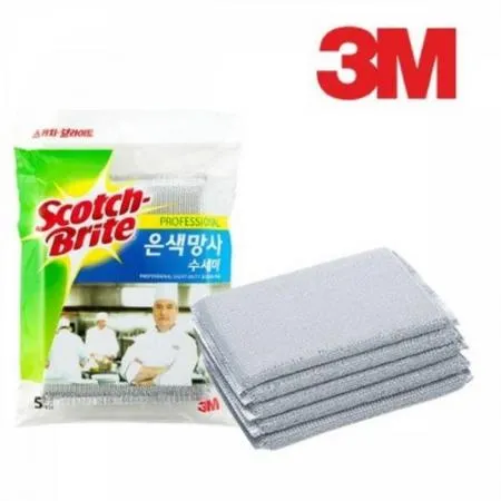 3M 은색망사 수세미 플라스틱, 유리그릇 전용 (5개입)