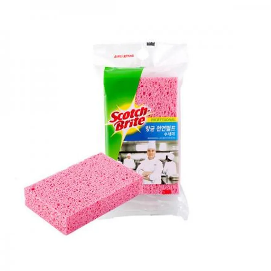 3M 천연펄프 수세미 분홍 1개입 이미지