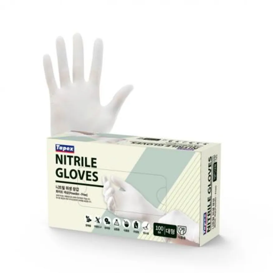 테이팩스 니트릴 화이트 장갑 소형 100매 1팩 이미지