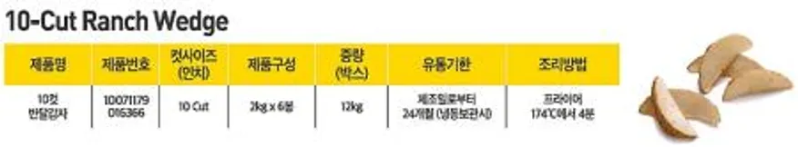 심플로트 10컷 반달감자 웨지감자(12kg) 박스 감자튀김 이미지