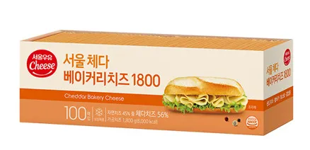 서울우유 체다 슬라이스 베이커리치즈 1800g (18g x 100매)