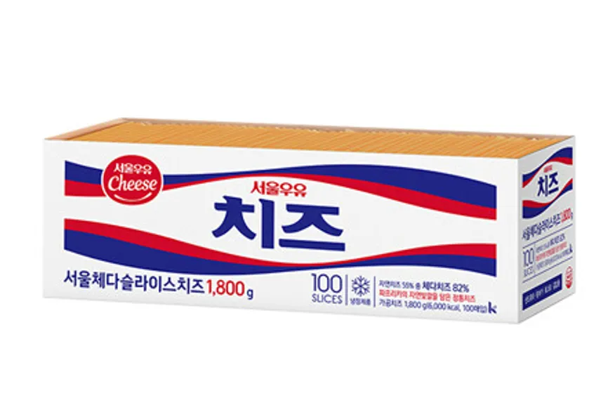 서울우유 체다 슬라이스치즈 1800g (18g x 100매) 이미지