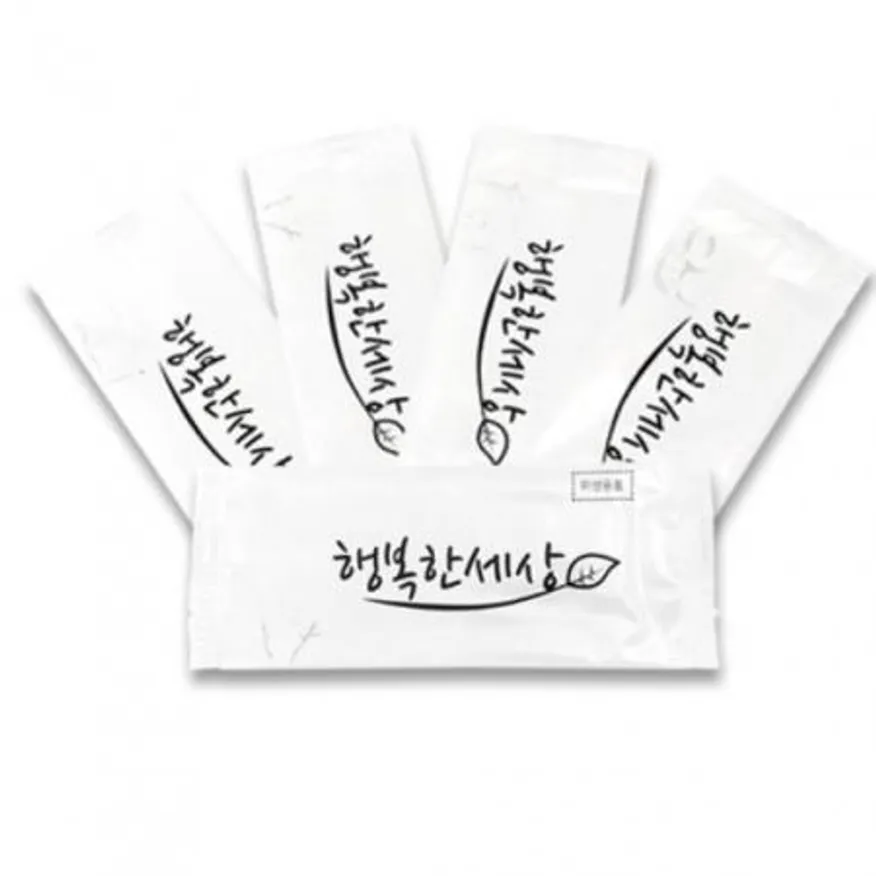 개별포장 물티슈 1000매 행복한세상 대용량 고급 업소용 일회용 음식 카페 배달 이미지