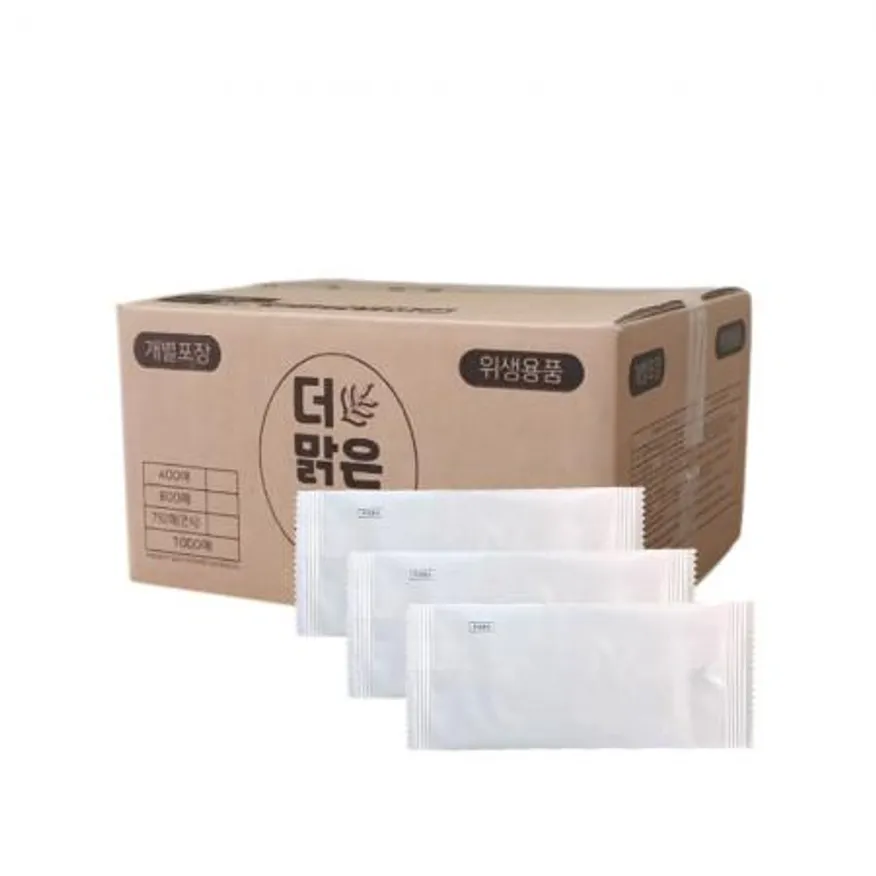 개별포장 물티슈 800매 고급 더맑은세상 대용량 업소용 일회용 음식 카페 배달 이미지
