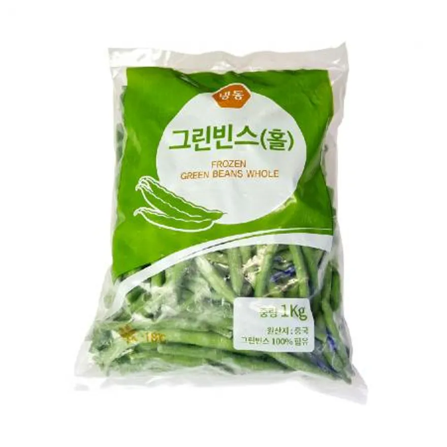 냉동야채 그린빈스(홀)1kg 풋강낭콩 프린세스 프렌치 빈 줄기콩 껍질콩 이미지