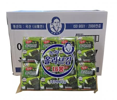 광천김 녹차올리브김 16단 도시락김 박스 4g 128개 이미지