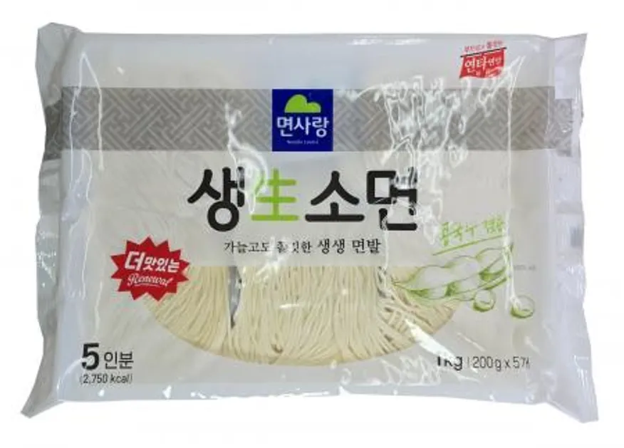 면사랑 생소면 1KG 업소용소면,잔치국수,대용량소면,업소용생면 이미지