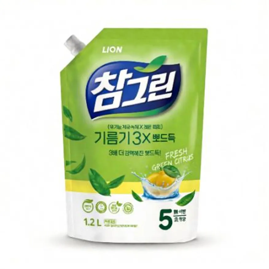참그린 녹차 뽀드득 주방세제 리필 1.2kg 이미지