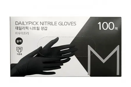 데일리픽 니트릴장갑 검정 M 100매 