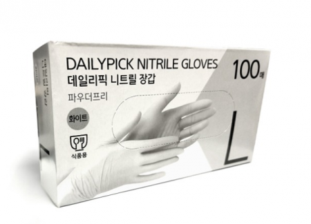 데일리픽 니트릴장갑 화이트 L 100매 